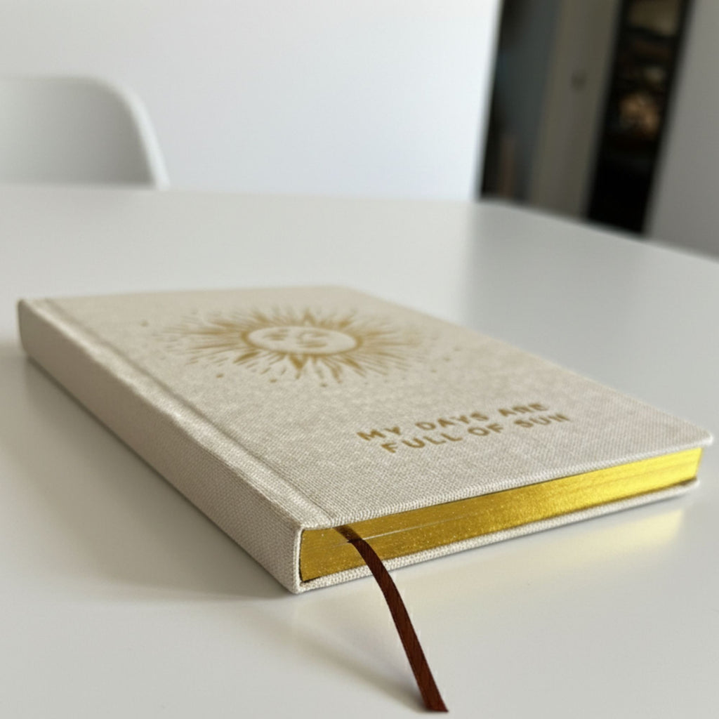 Ivory Gratitude Journal with Gold Lining - 120 pages - My Days are Full of Sun