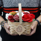 Large Red Bouquet in Wicker Basket