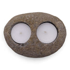 Natural Riverstone Candle Holder - Double Nightlight
