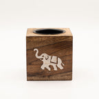 Square Mango Wood Oil Burner  - Elephant
