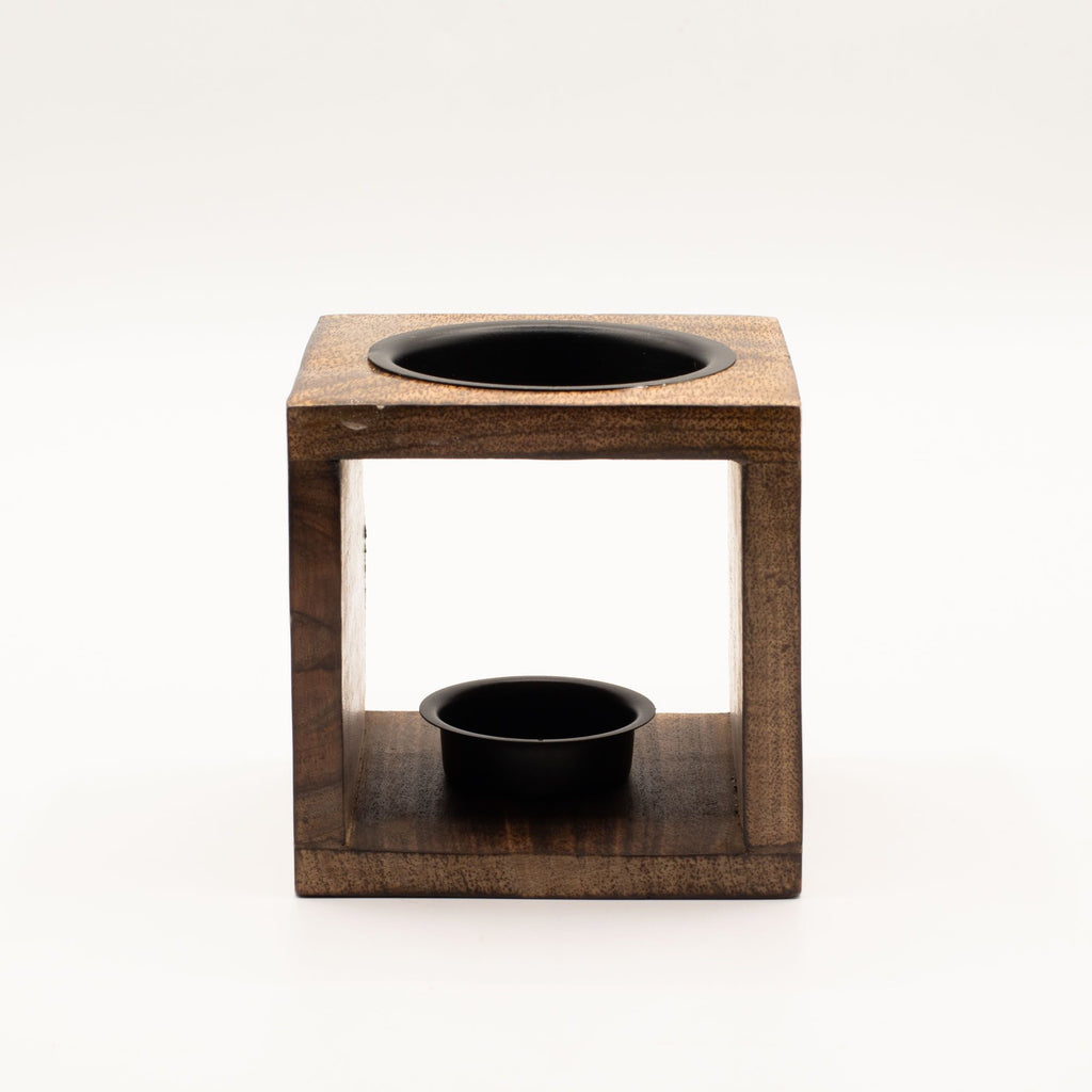 Square Mango Wood Oil Burner  - Elephant