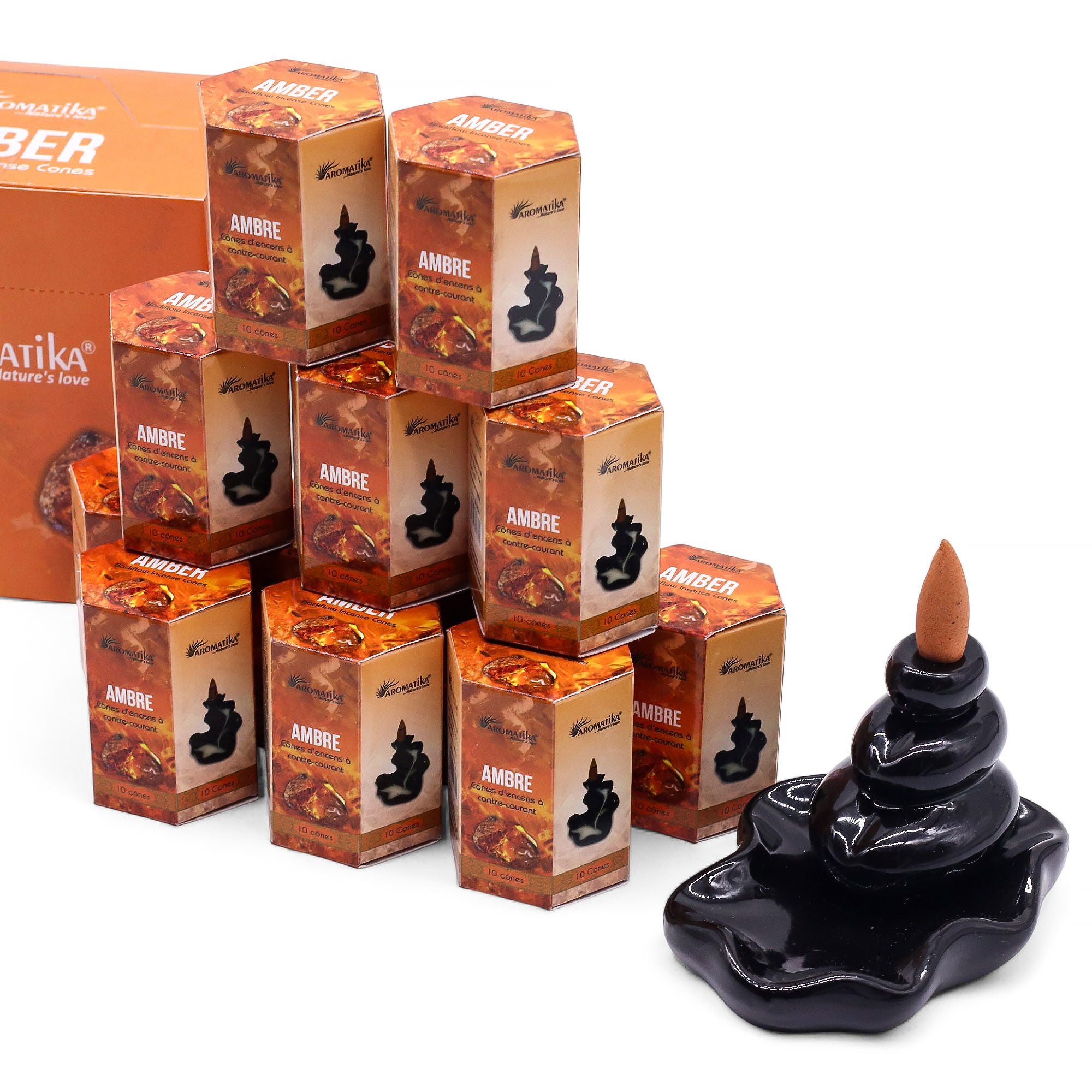 Pack of 10 Masala Backflow Incense - Amber