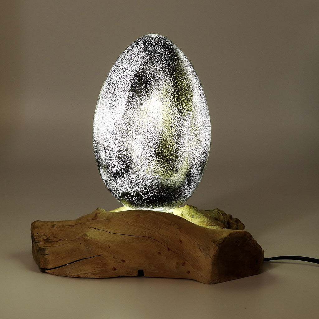 DriftGlow Lamp Crackle Lava Egg Shade - Grey